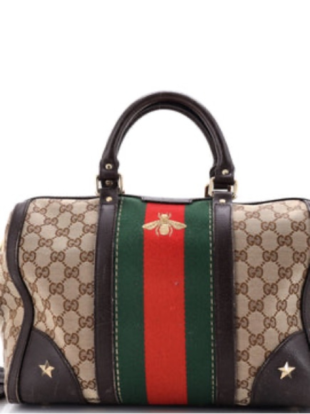 gucci vintage bee web boston bag